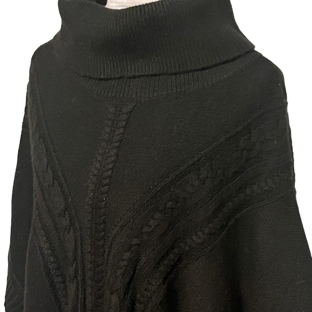 Talbots Cable Knit Tutleneck Black Poncho NWOT Never Worn